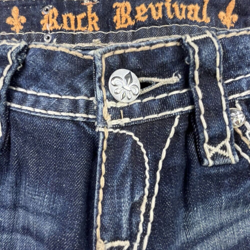 Rock Revival Jamila Boot Jeans Women's 26 Embellished Flap Pocket Distressed - Picture 7 of 16